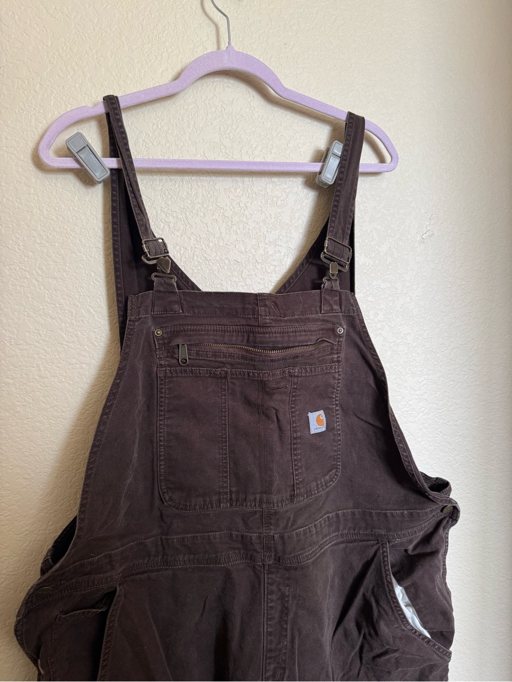 Y2K Carhartt Double Knee Ashland Dark Brown Bib Overalls ~ Size XXL Tall - Picture 2 of 6